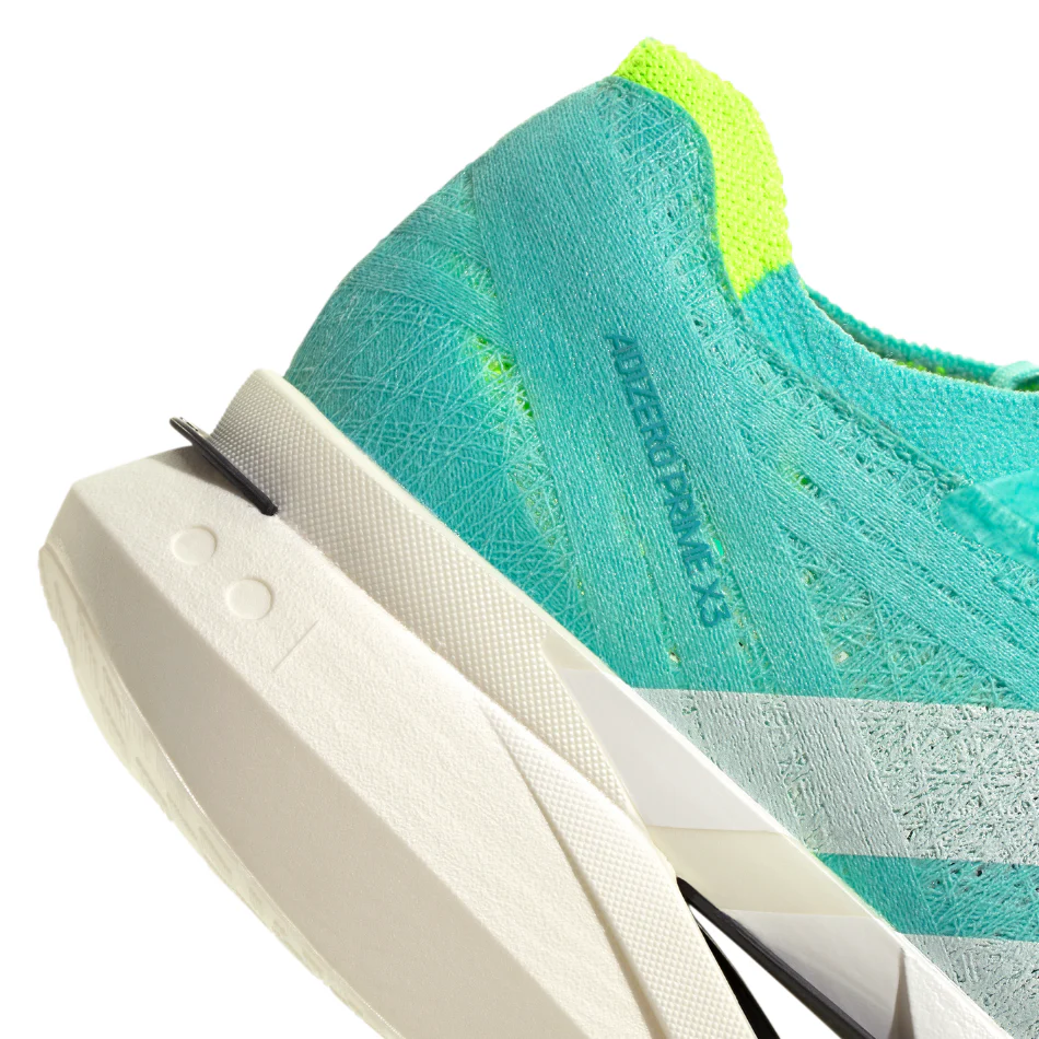 adidas Unisex Adizero Prime X3 Strung Running Shoes in Flash Aqua/Zero Metalic/Lucid Lemon AW25 - Image 4