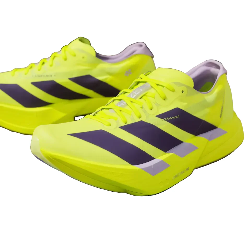 adidas Men's Adios Pro 4 Running Shoes in Solar Yellow/Aurora Plum/Powder Plum SS26 - Image 2