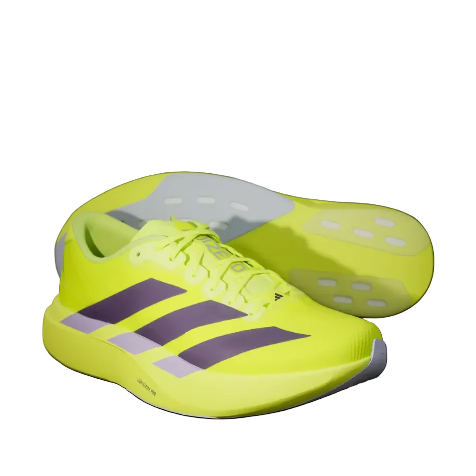 adidas Women's Adizero Evo SL Woven Running Shoes in Solar Yellow/Aurora Plum/Powder Plum SS26 - Image 3