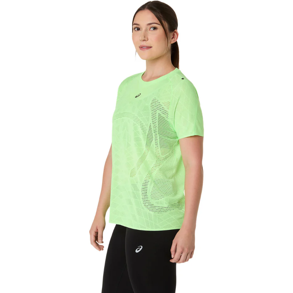 ASICS Women's METARUN SHORT SLEEVED TOP in Metacolour/light green SS26 - Image 4