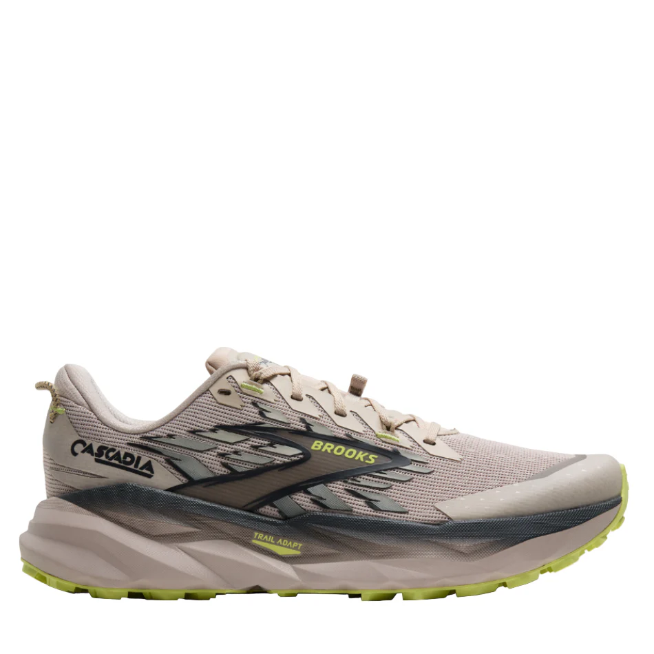 Brooks Men's Cascadia 19 Trail Running Shoes in Chateau/Ebony/Sunny Lime AW25