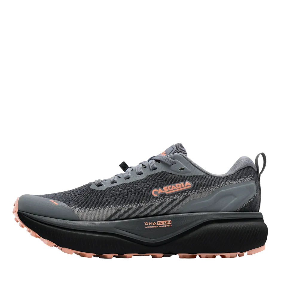 Brooks Women's Cascadia 20 Wide Fitting (D) Trail Running Shoes in Grey/Grey/Peach AW26 - Image 4