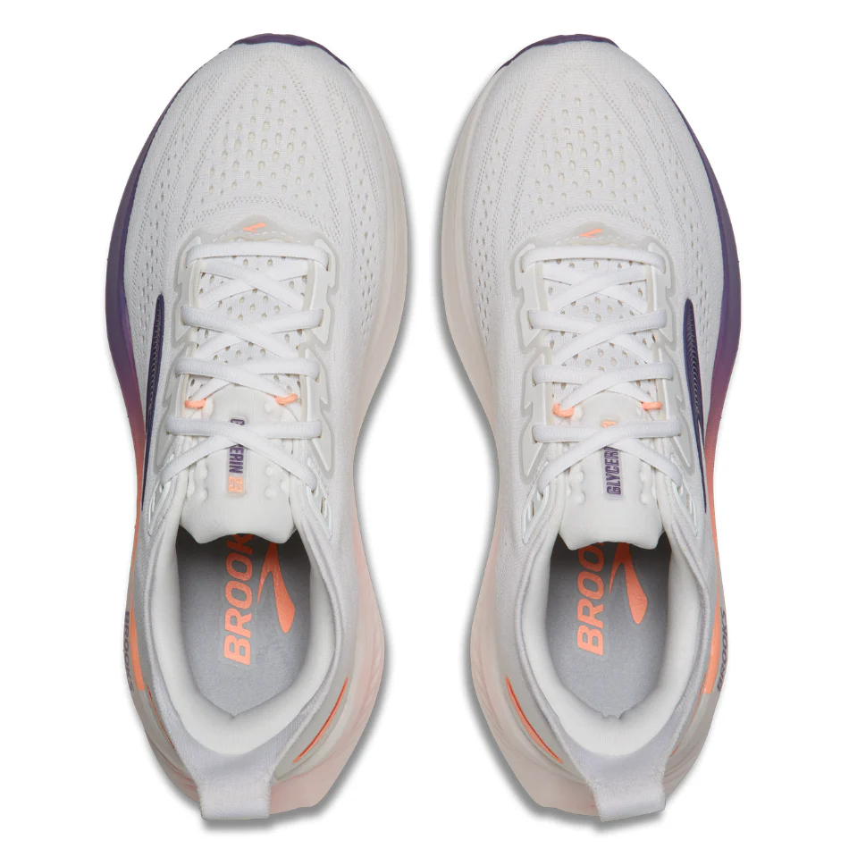 Brooks Women's Glycerin 23 Running Shoes in White/Mulled Grape/Clear AW26 - Image 2