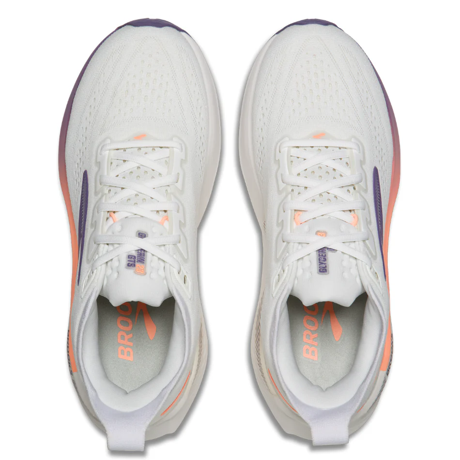 Brooks Women's Glycerin GTS 23 Running Shoes in White/Mulled Grape/Clear AW26 - Image 2
