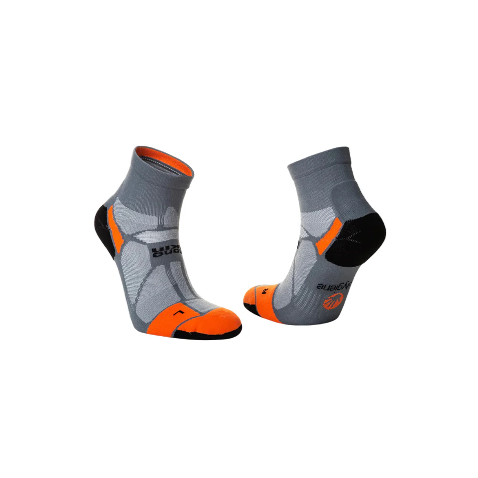 Hilly Unisex Marathon Fresh Anklet Socks Min in Granite/Orange SS26 - Image 2