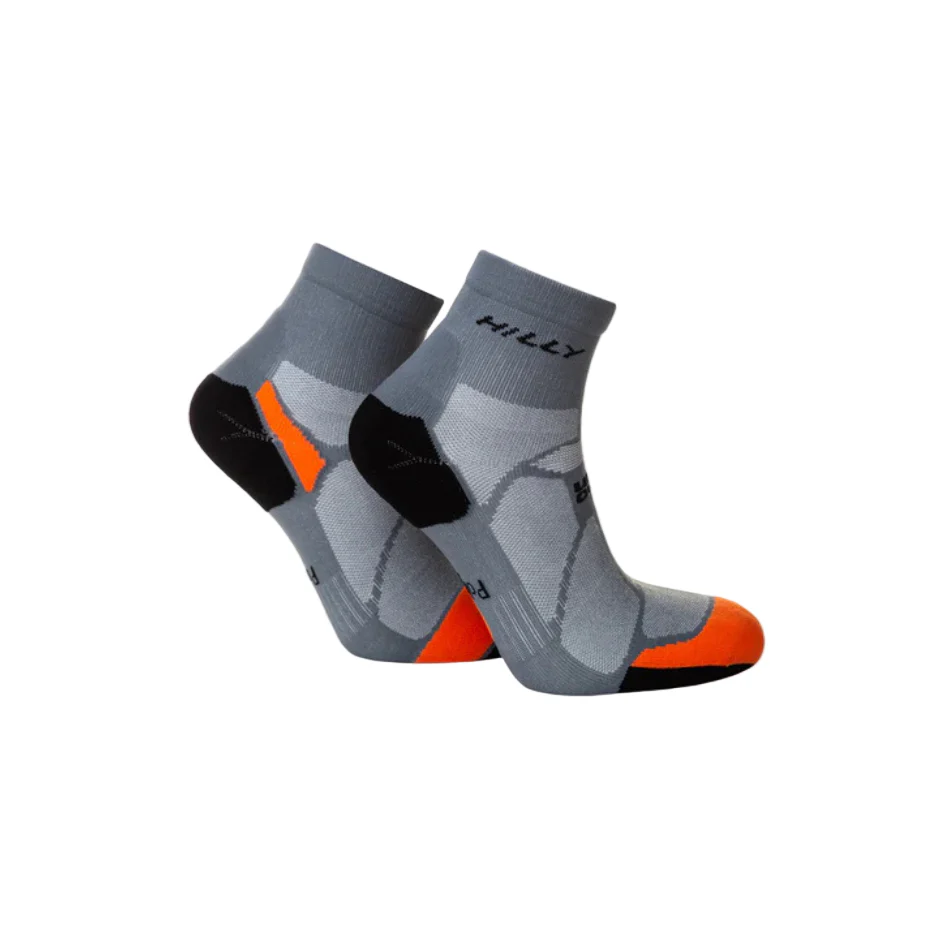Hilly Unisex Marathon Fresh Anklet Socks Min in Granite/Orange SS26 - Image 3