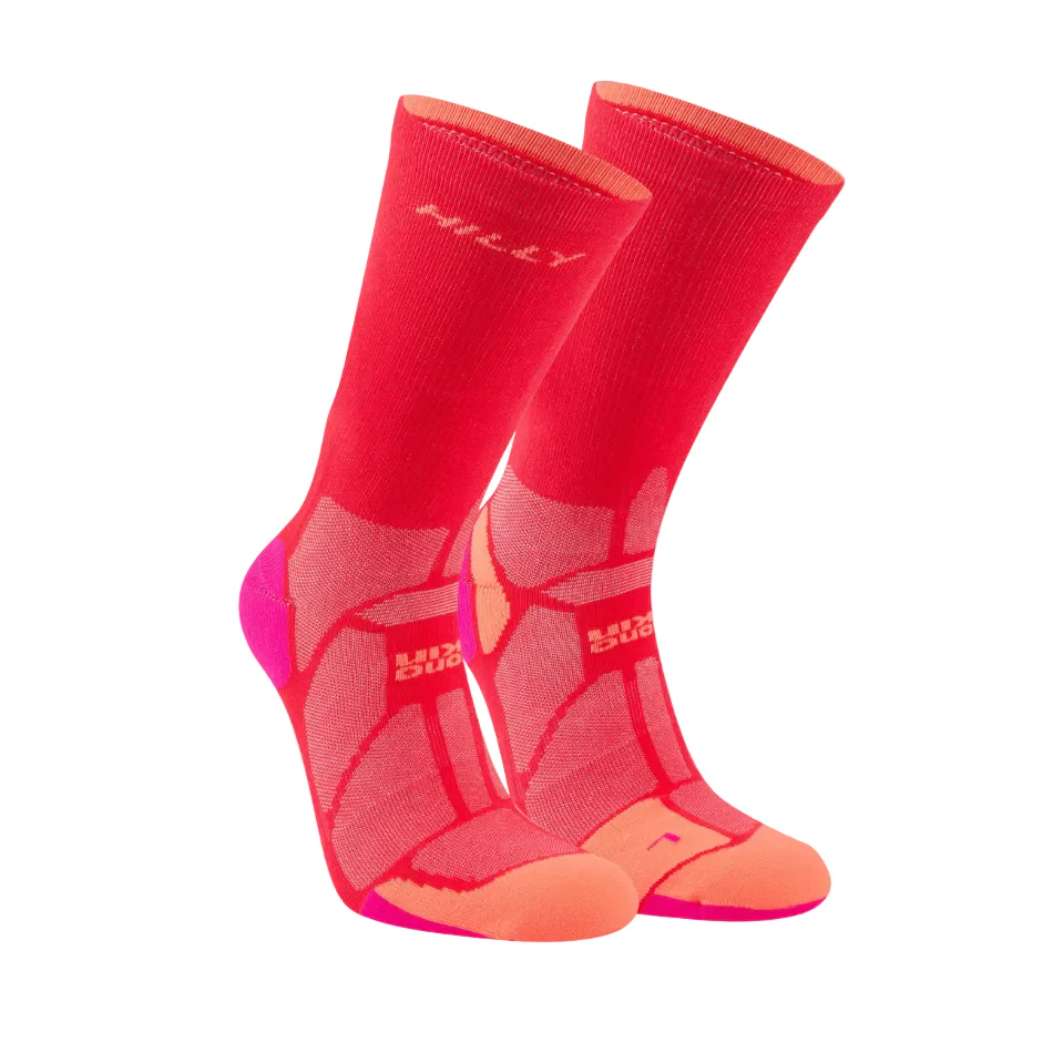 Hilly Unisex Marathon Fresh Crew Socks Min in Hot Pink/Neon Candy SS26 - Image 2