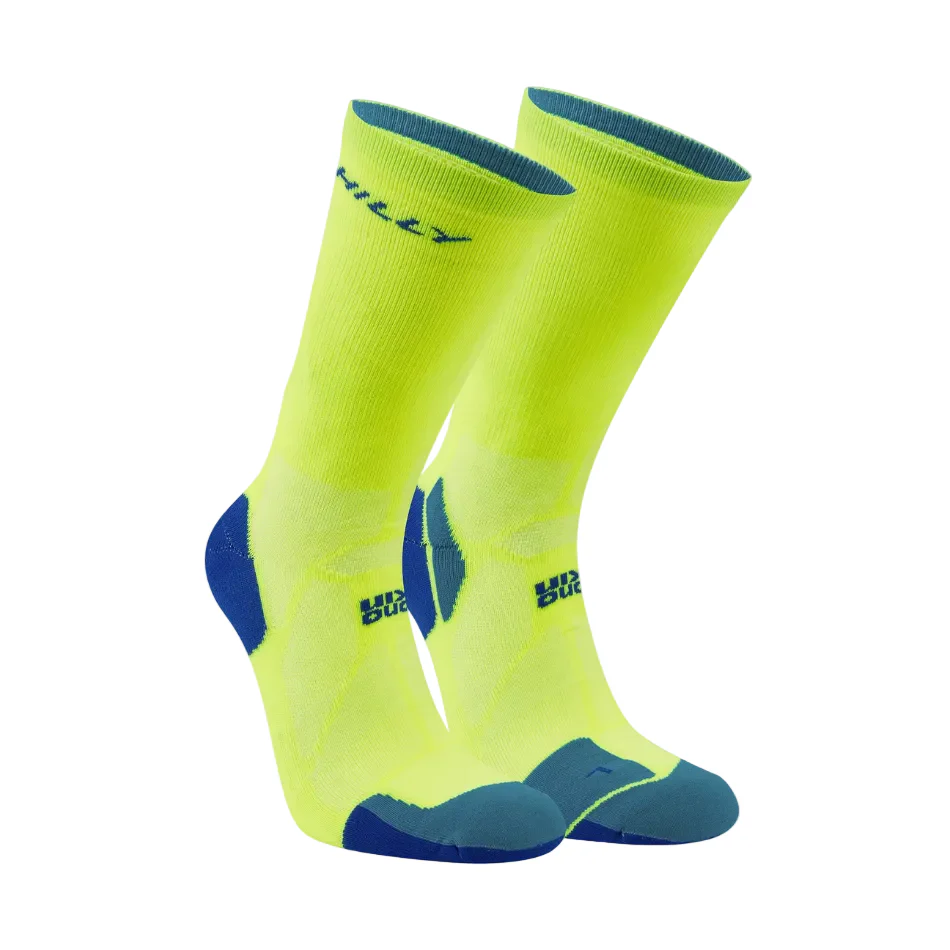 Hilly Unisex Marathon Fresh Crew Socks Min in Fluo Yellow/Royal Blue SS26 - Image 2