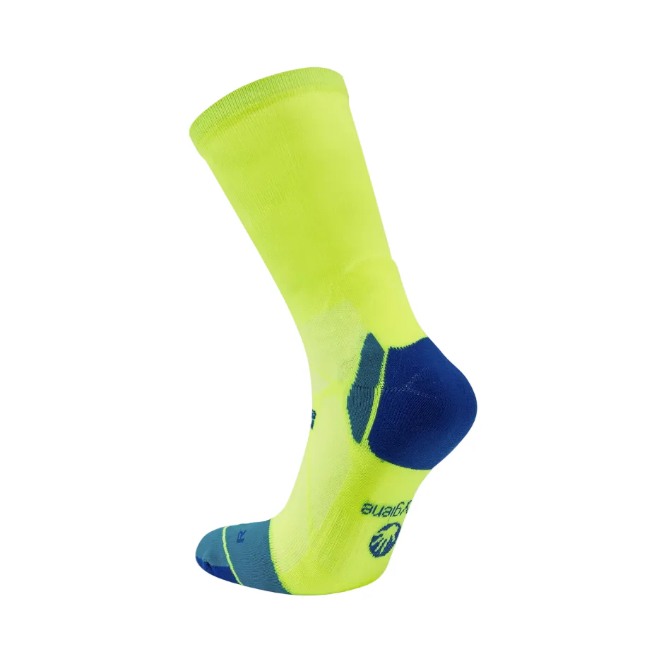Hilly Unisex Marathon Fresh Crew Socks Min in Fluo Yellow/Royal Blue SS26 - Image 3