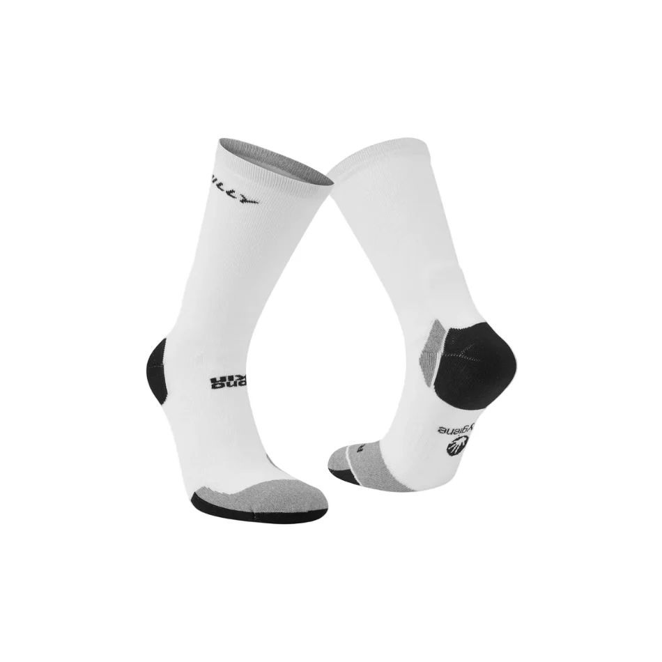 Hilly Unisex Marathon Fresh Crew Socks Min in White/Grey SS26 - Image 2