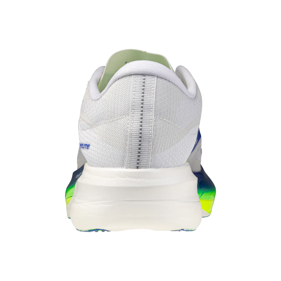 Mizuno Unisex Hyperwarp Elite Running Shoes in White/Lightening Yellow/Dazzling Blue SS26 - Image 2