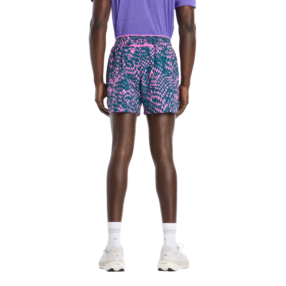 New Balance London Edition RC Print Short 5" in Pink Heat SS26 - Image 2