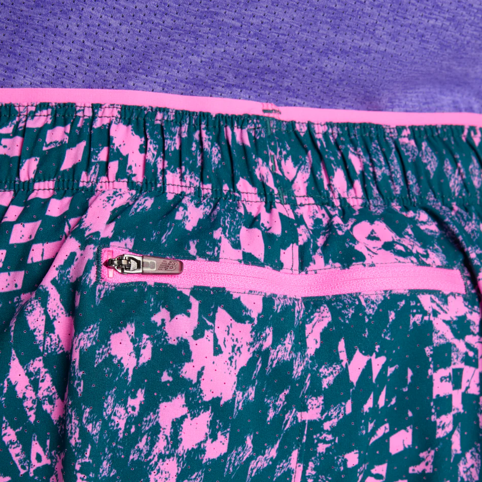 New Balance London Edition RC Print Short 5" in Pink Heat SS26 - Image 6