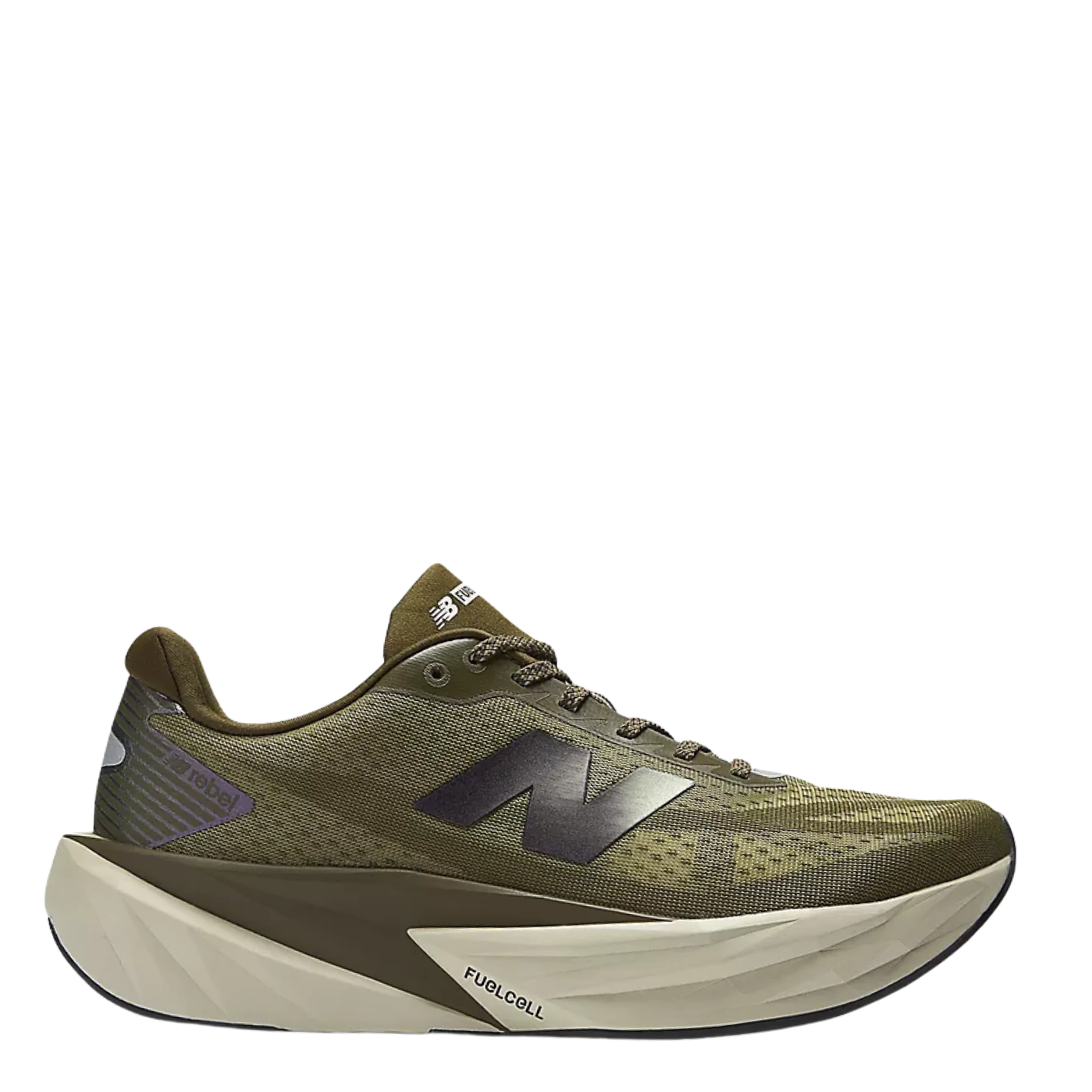 New Balance Men's Fuelcell Rebel v5 High Viz Running Shoes in Woodland/Shipyard/Silver Metallic AW25