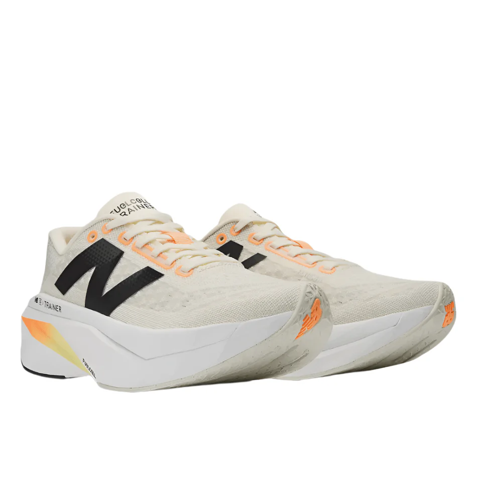 New Balance Men's FuelCell SuperComp Trainer V3 Running Shoes in Angora with Hot Mango and Black SS25 - Image 2