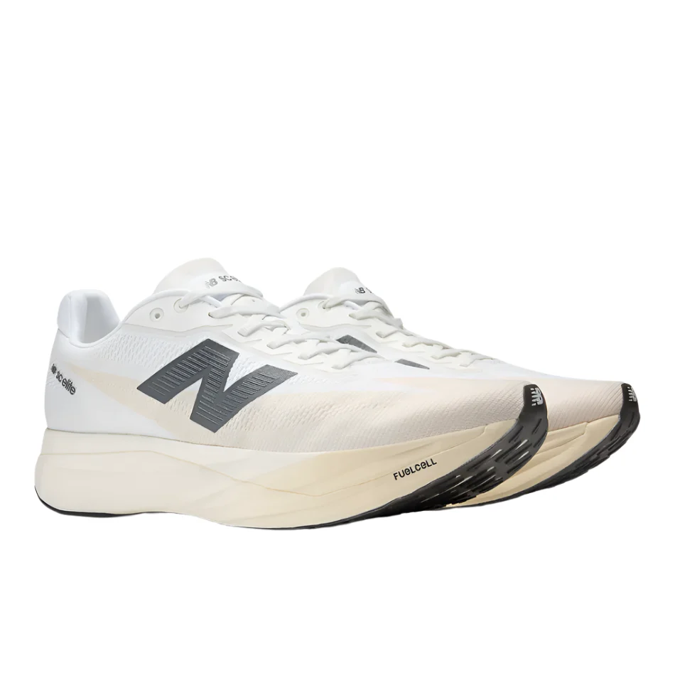 New Balance Women's Fuelcell Supercomp Elite V5 Running Shoes in Linen/White/Gold Metallic AW25 - Image 4