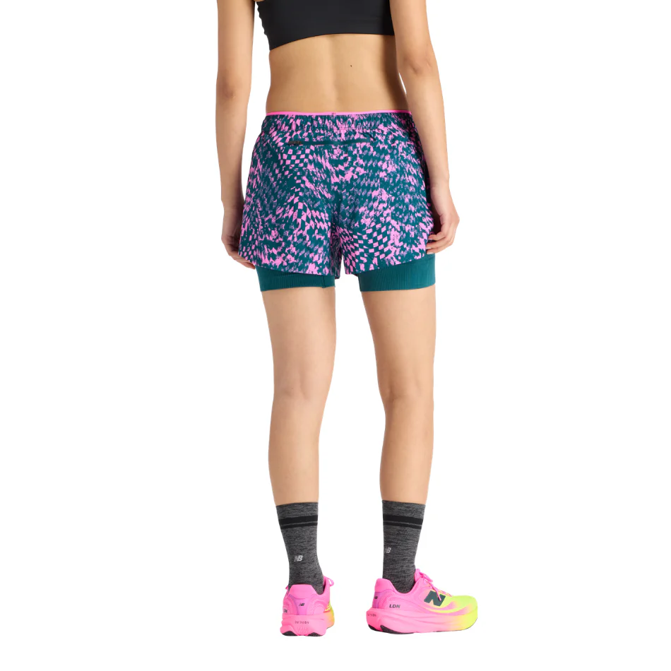 New Balance Women's London Edition RC Printed 2 in 1 Short 3” in Pink Heat SS26 - Image 3
