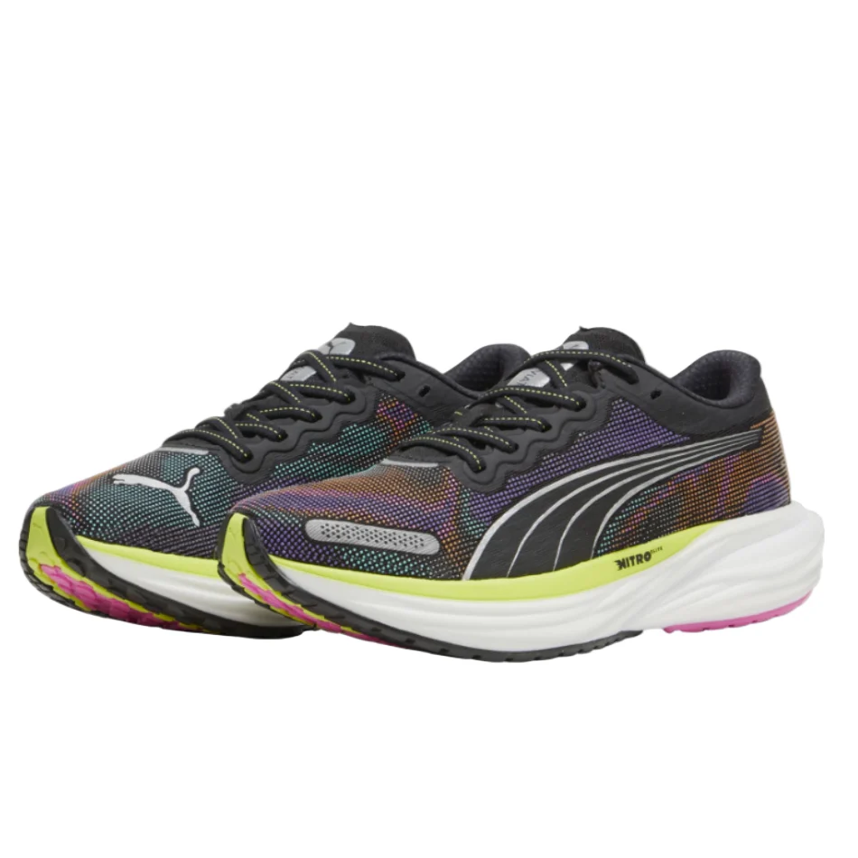 Puma Women's Deviate Nitro 2 Running Shoes in Black Lime/Pow Poison Pink SS22 - Image 2