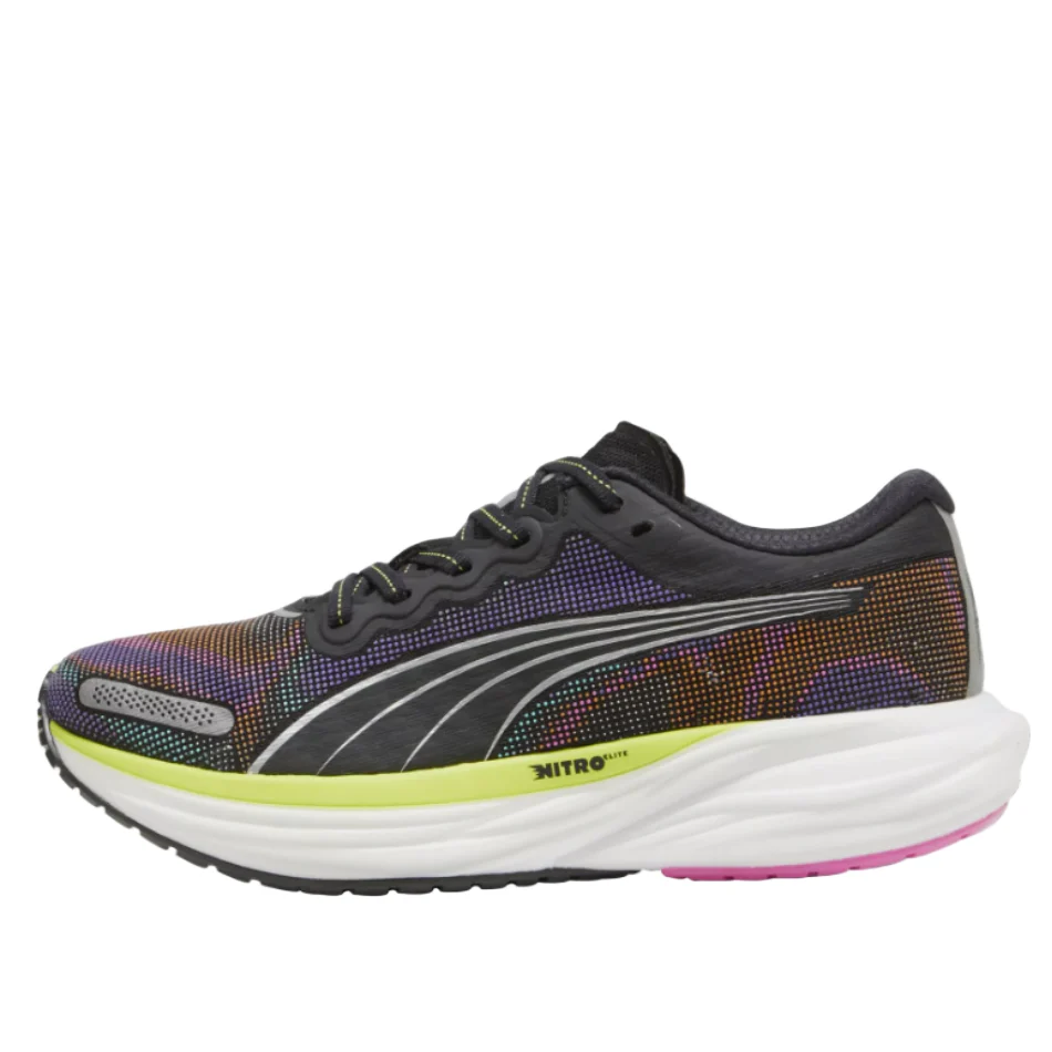 Puma Women's Deviate Nitro 2 Running Shoes in Black Lime/Pow Poison Pink SS22 - Image 3