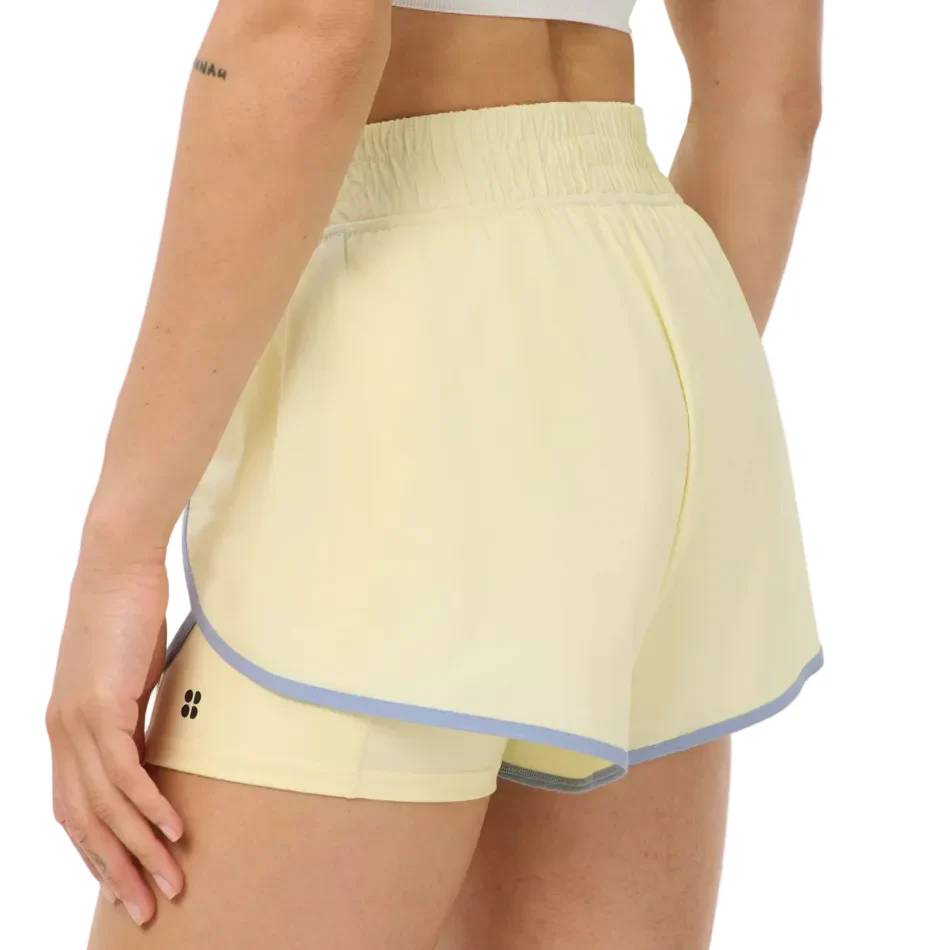 Sweaty Betty Get Set 2 in 1 Multi Train Shorts Contrast Binding in Butterscotch Yellow Laguna Blue AW26 - Image 3