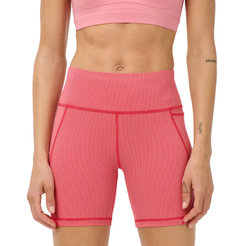 Sweaty Betty Power 6" Biker Shorts in Red Micro Stripe Print AW26 - Image 2